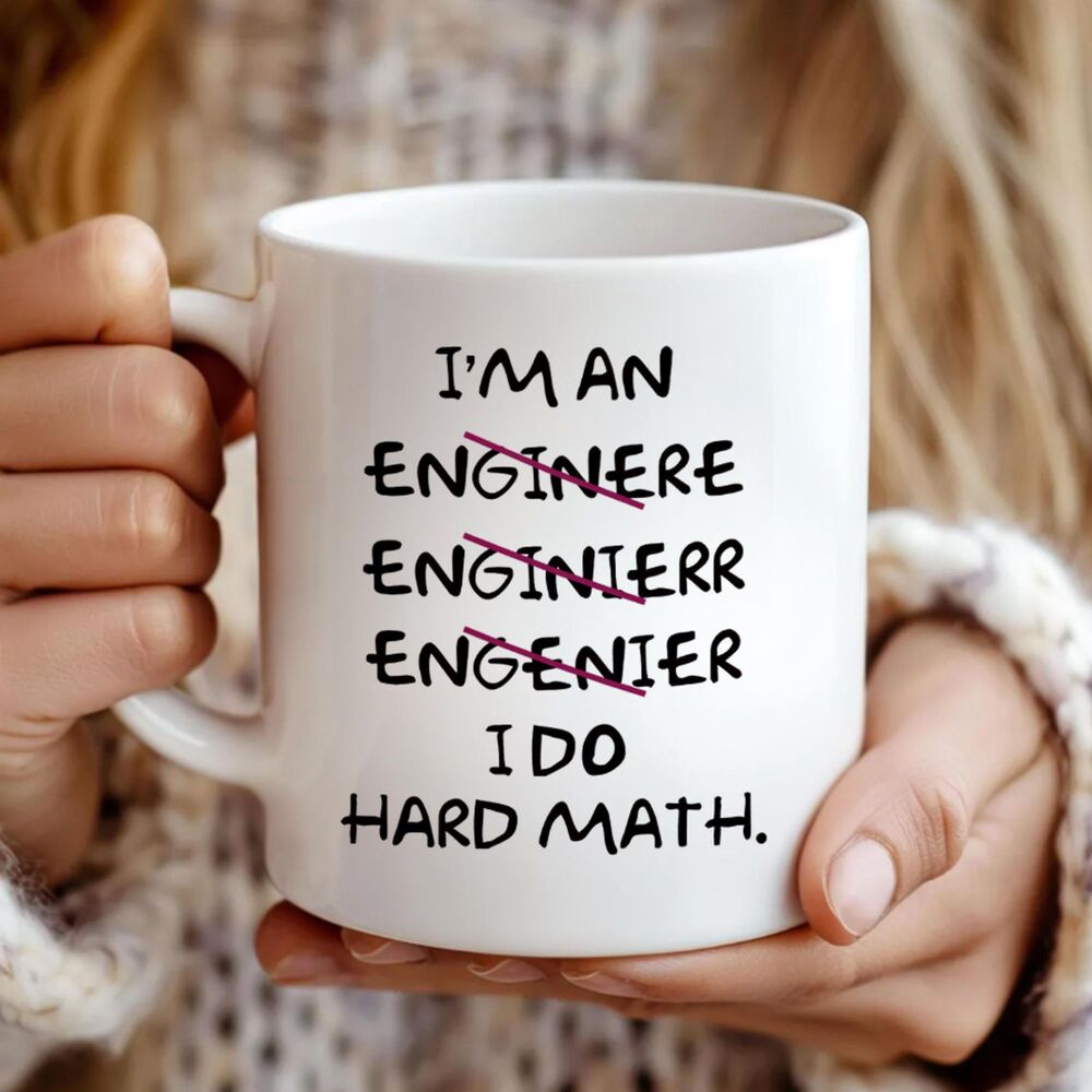Funny Engineer Mug, I Do Hard Math, Misspelled Job Title Joke, Coffee Cup Gift